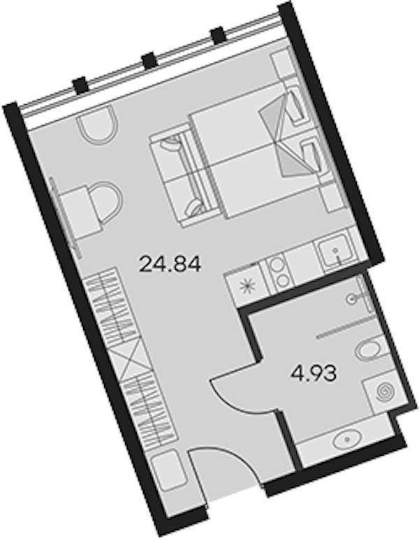 Квартира студия 29.77 м², 15/15 эт., Апарт-отель «Апарт-отель 25-7 Заневский»